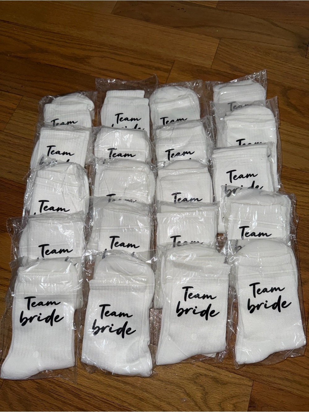 Team Bride White Socks 20 pairs- Pack of Bridal Party Socks Set of 20